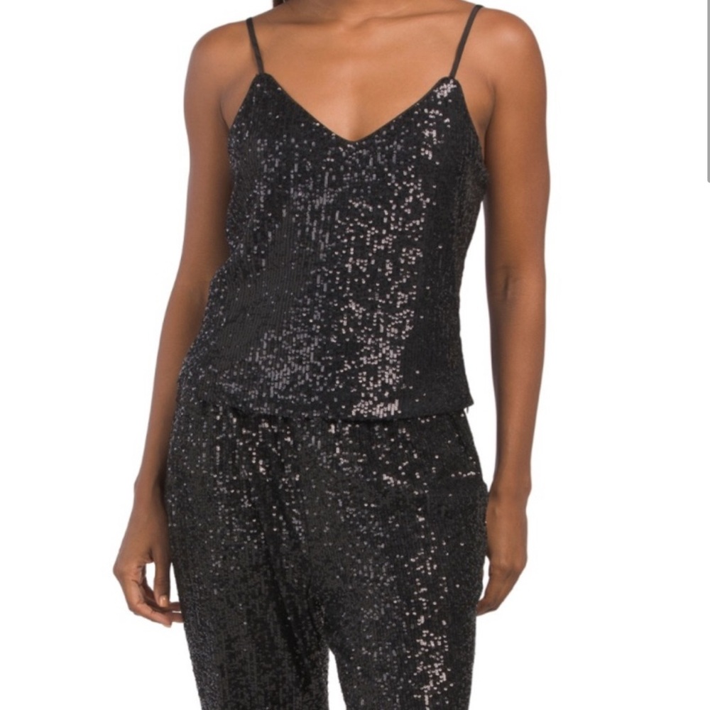Steve Madden Black Sequin Top